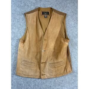 VINTAGE 90s Banana Republic Leather Vest Mens Medium Brown Western Retro 80s